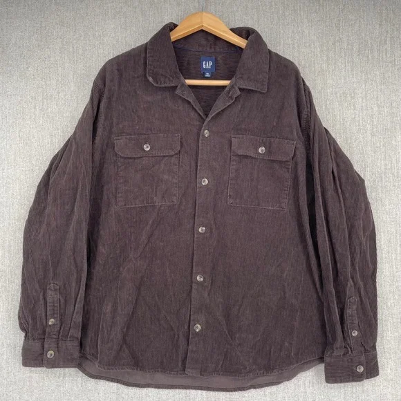 Gap Jacket Mens XXL Brown Shacket Shirt Corduroy Button Down Relaxed Retro - Picture 1 of 10